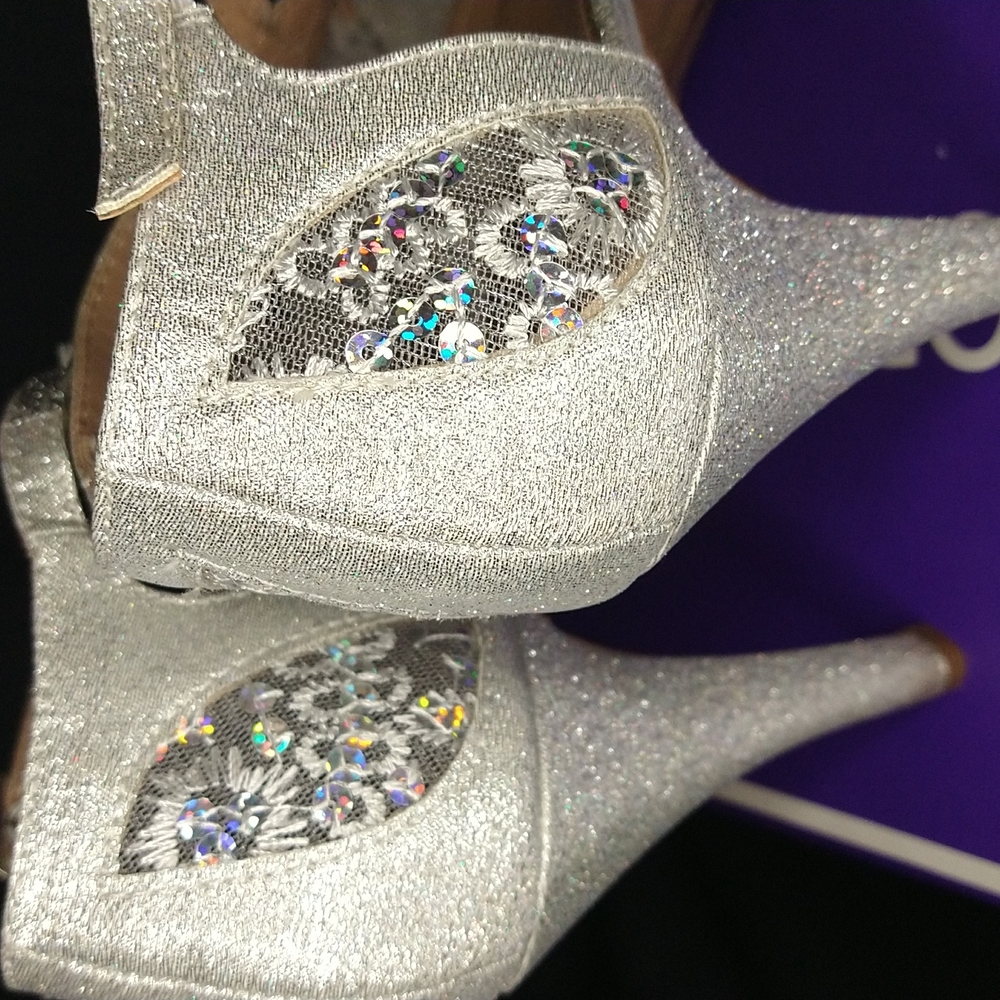 TOP moda bridal heels Silver with sequins - Picture 6 of 10